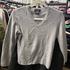 Lord & Taylor Heather Gray V-Neck Sweater
